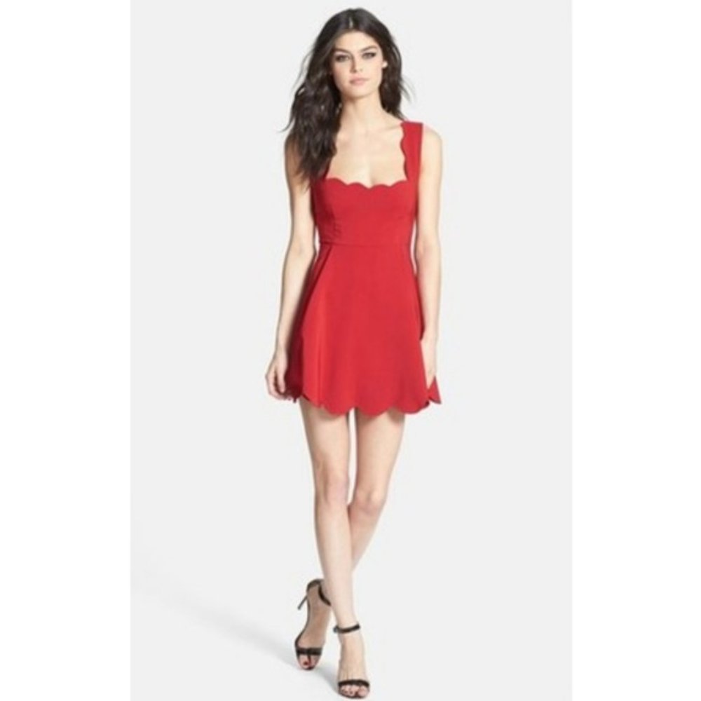 June and Hudson Red Scalloped Dress